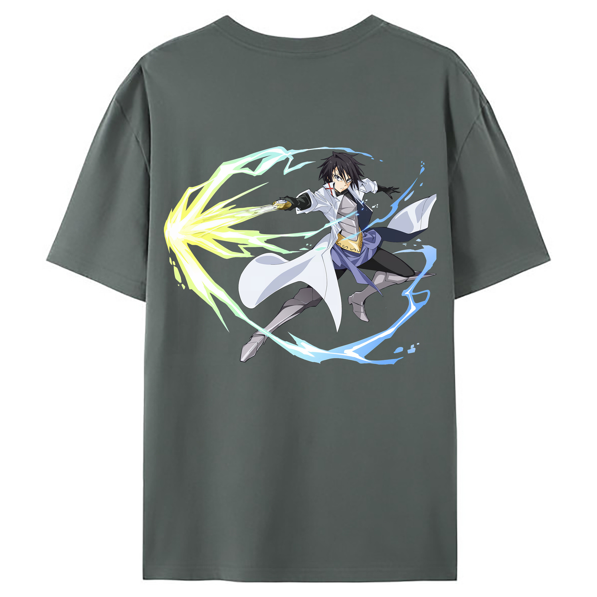 （画像用） 転スラ Regarding Reincarnated to Slime 綿100％ メンズ半袖Tシャツ（バックプリント） 通気性